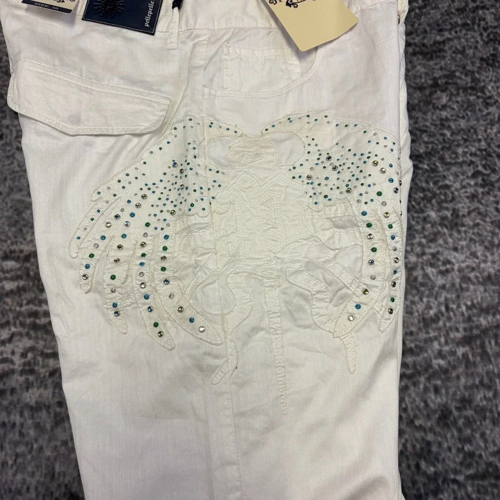 NWT Vintage Pelle Pelle Cargo Shorts Mens 36 White Baggy Hip-Hop Skater Y2K